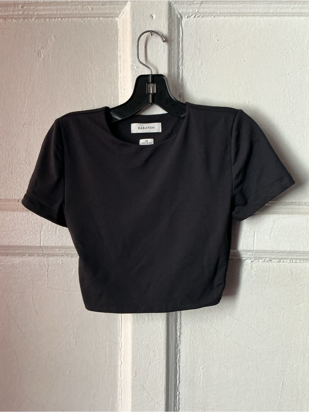 Babaton Black Cropped Crew Tee